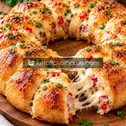 Healthier Pull-Apart Turkey Ham and Cheese Biscuit Ring