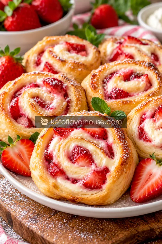 Healthier Strawberry Cheesecake Crescent Roll Pinwheels