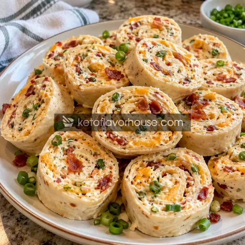 Keto Cheddar Ranch Pinwheels with Turkey Bacon
