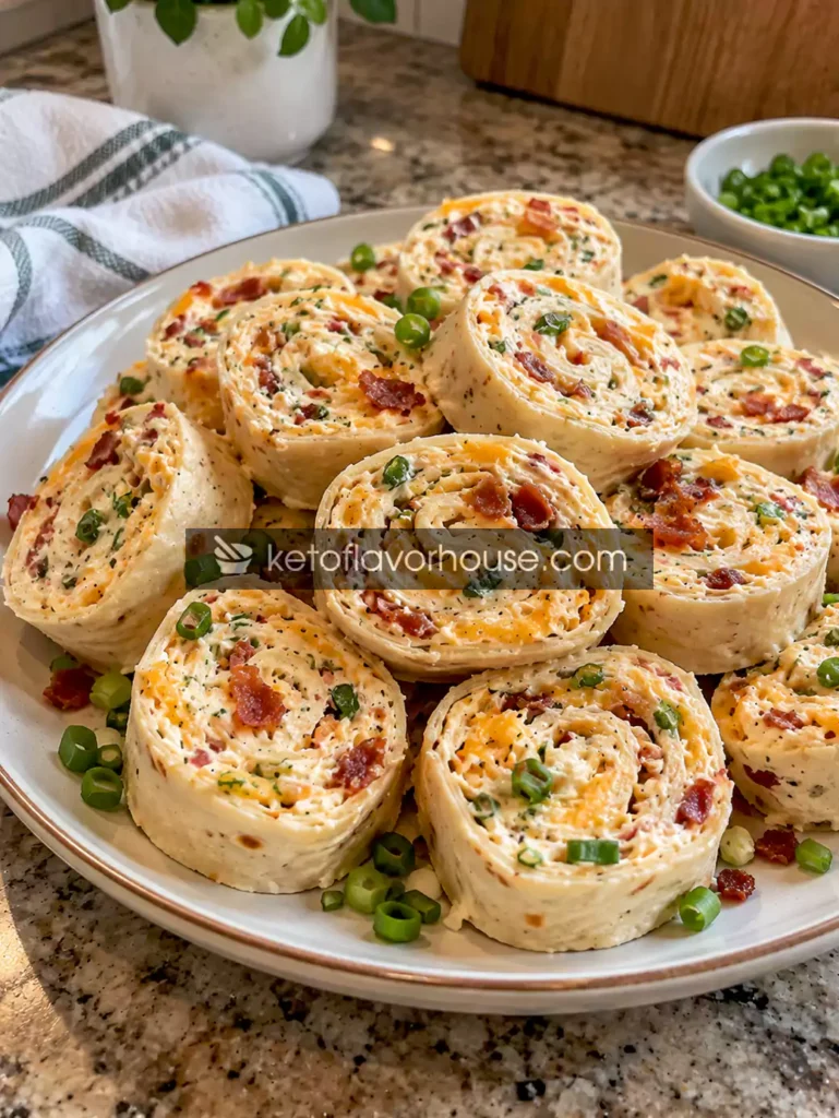 Keto Cheddar Ranch Pinwheels with Turkey Bacon