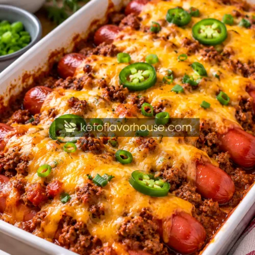 Keto Chili Cheese Dog Bake