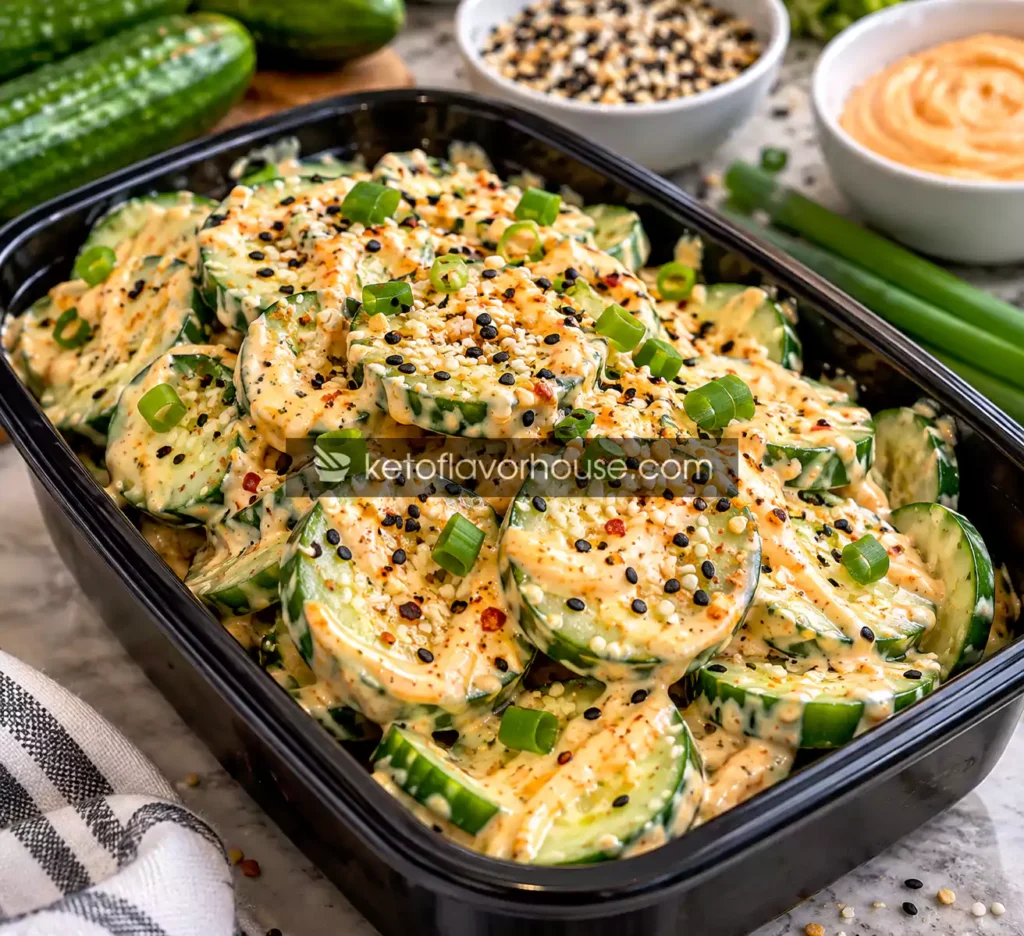 Keto Creamy Sushi-Inspired Cucumber Salad with Spicy Mayo