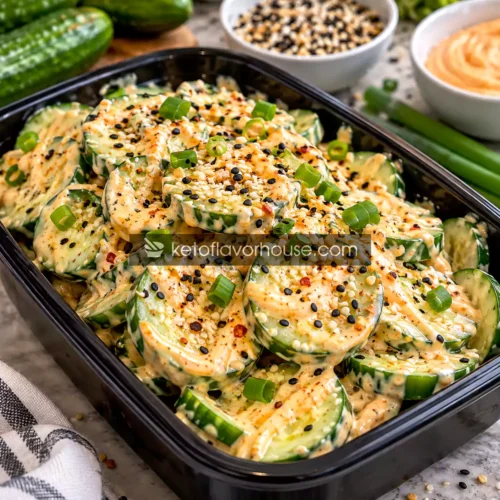 Keto Creamy Sushi-Inspired Cucumber Salad with Spicy Mayo