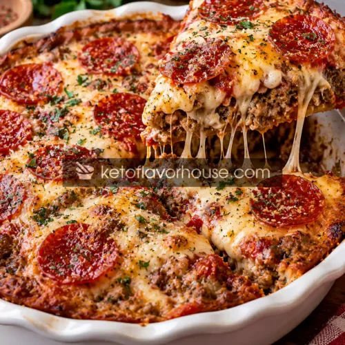 Keto Deep-Dish Hamburger, Sausage & Pepperoni Pie