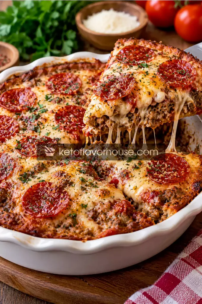 Keto Deep-Dish Hamburger, Sausage & Pepperoni Pie