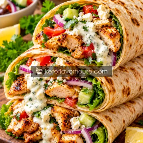 Mediterranean Chicken Wraps with Creamy Cheese Sauce