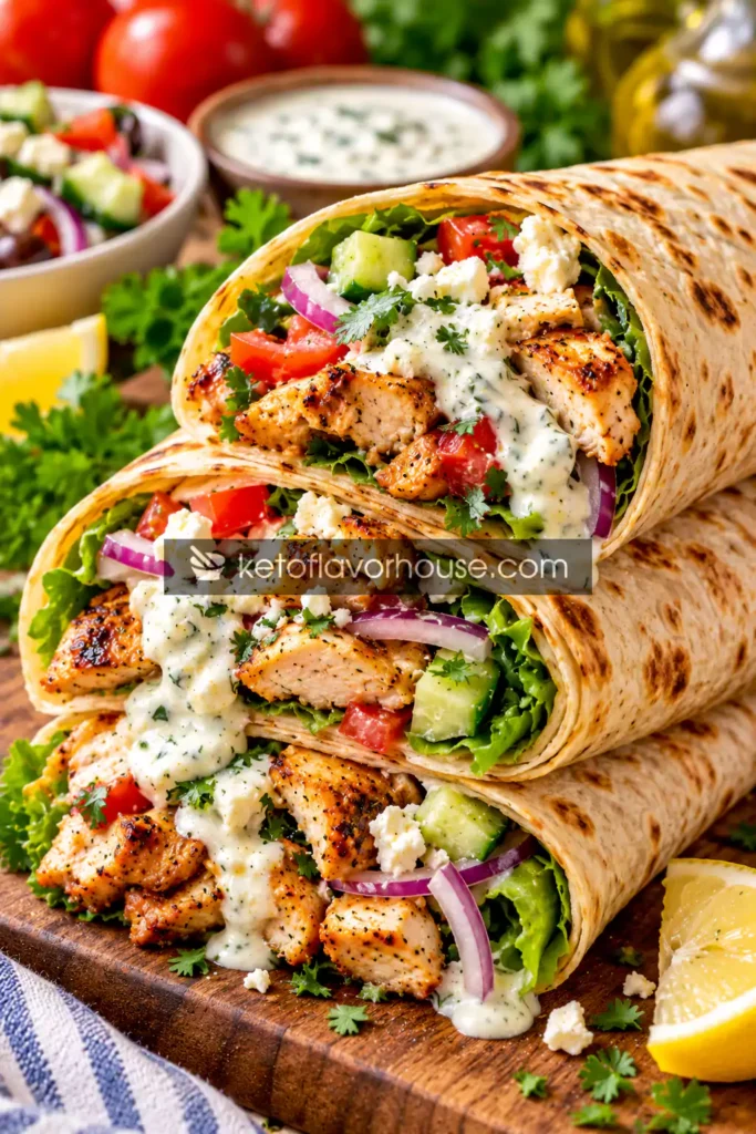 Mediterranean Chicken Wraps with Creamy Cheese Sauce