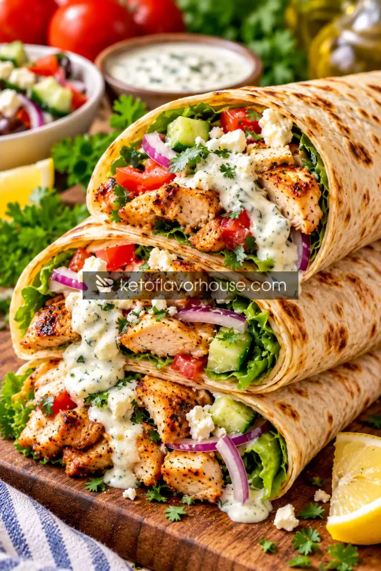 Mediterranean Chicken Wraps with Creamy Cheese Sauce