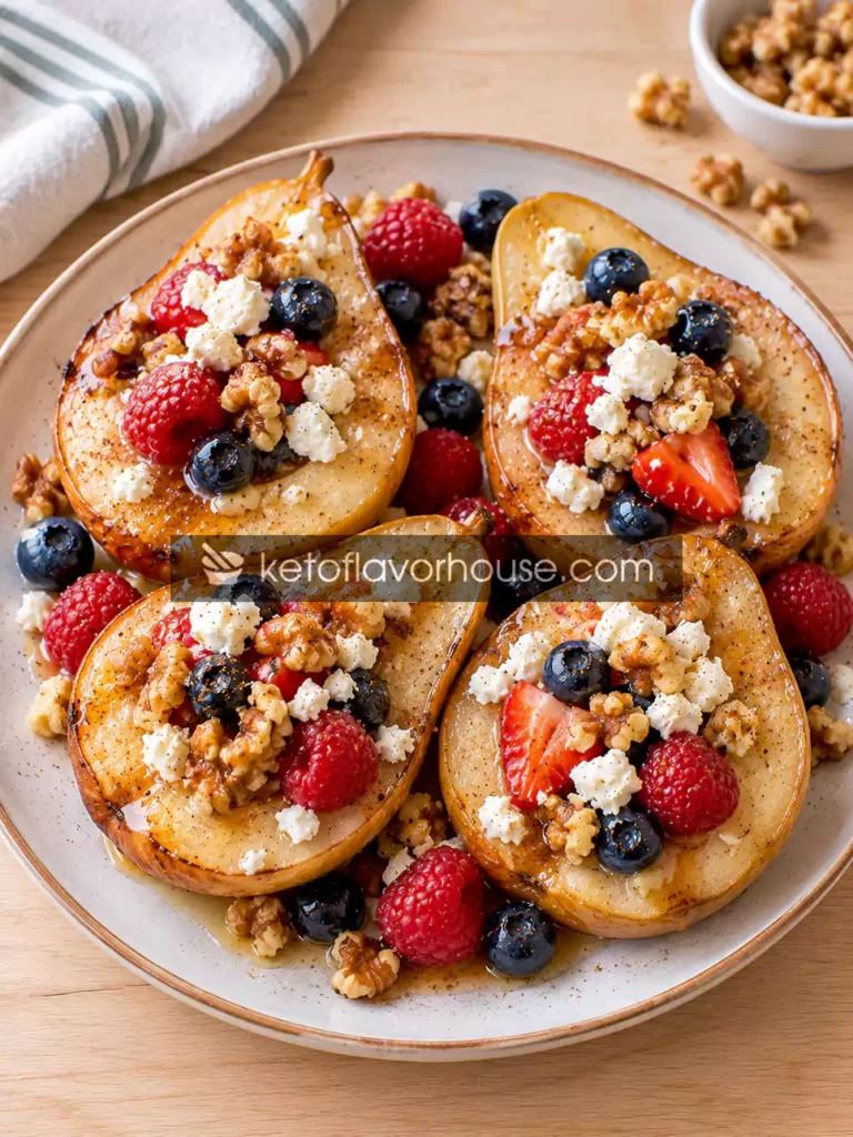 Weight Watchers Baked Pears with Honey, Berries, Walnuts & Feta