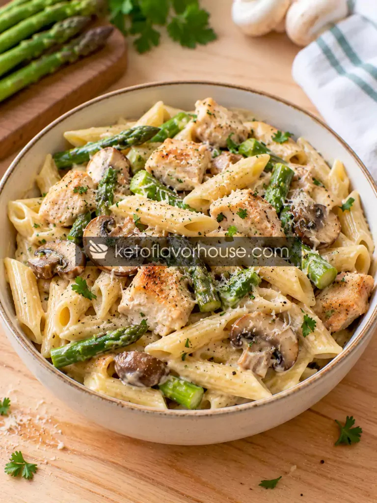 Weight Watchers Creamy Mushroom and Asparagus Chicken Penne
